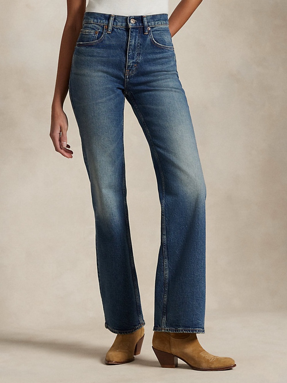 Polo by Ralph Lauren Women's High-Rise Flared Jeans in Faded Blue